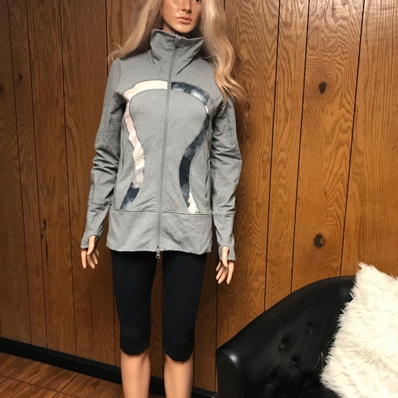 Lululemon" In Stride Jacket Gray Graphic Running-Full Zip - Picture 3 of 11